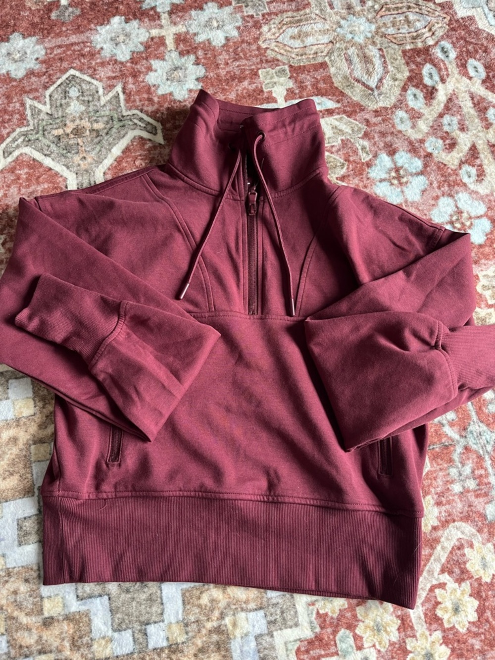 Womens Half-Zip Pullover Sweater - Burgundy